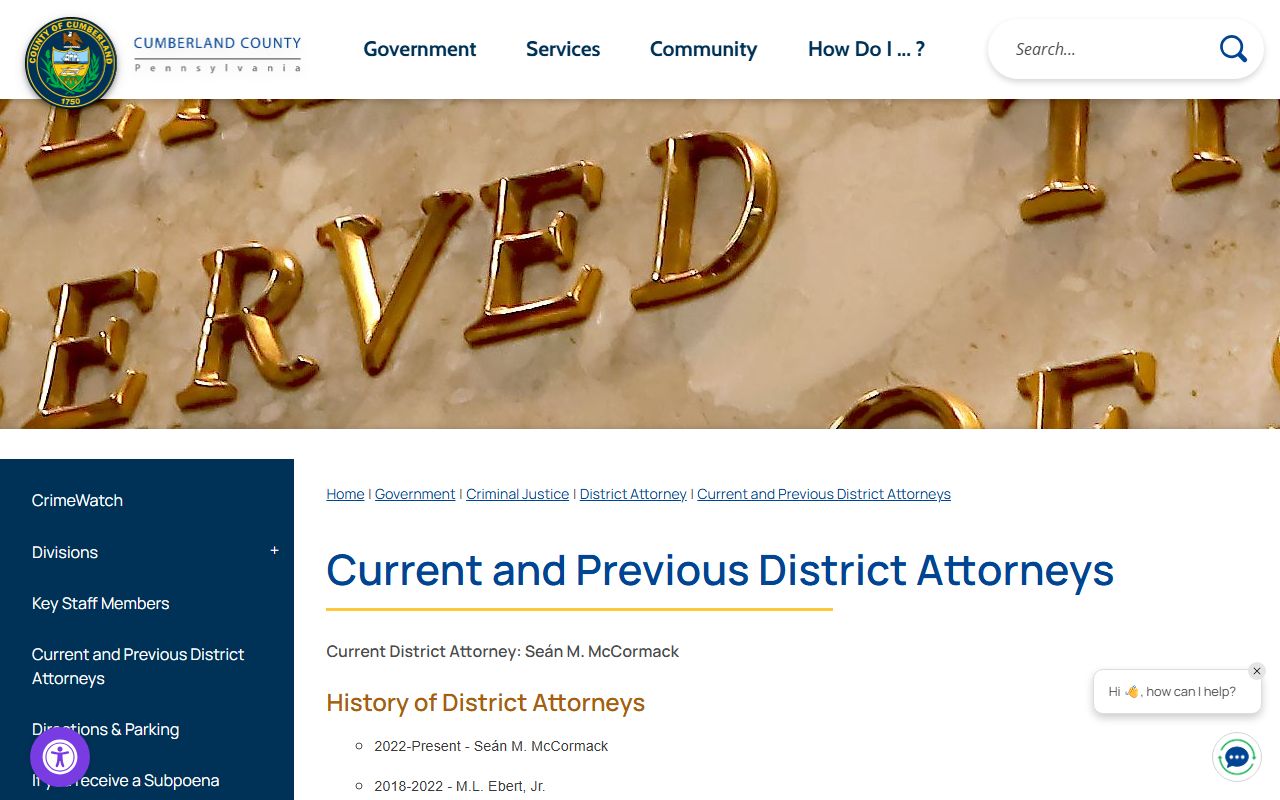 Cumberland County current and previous district attorneys list