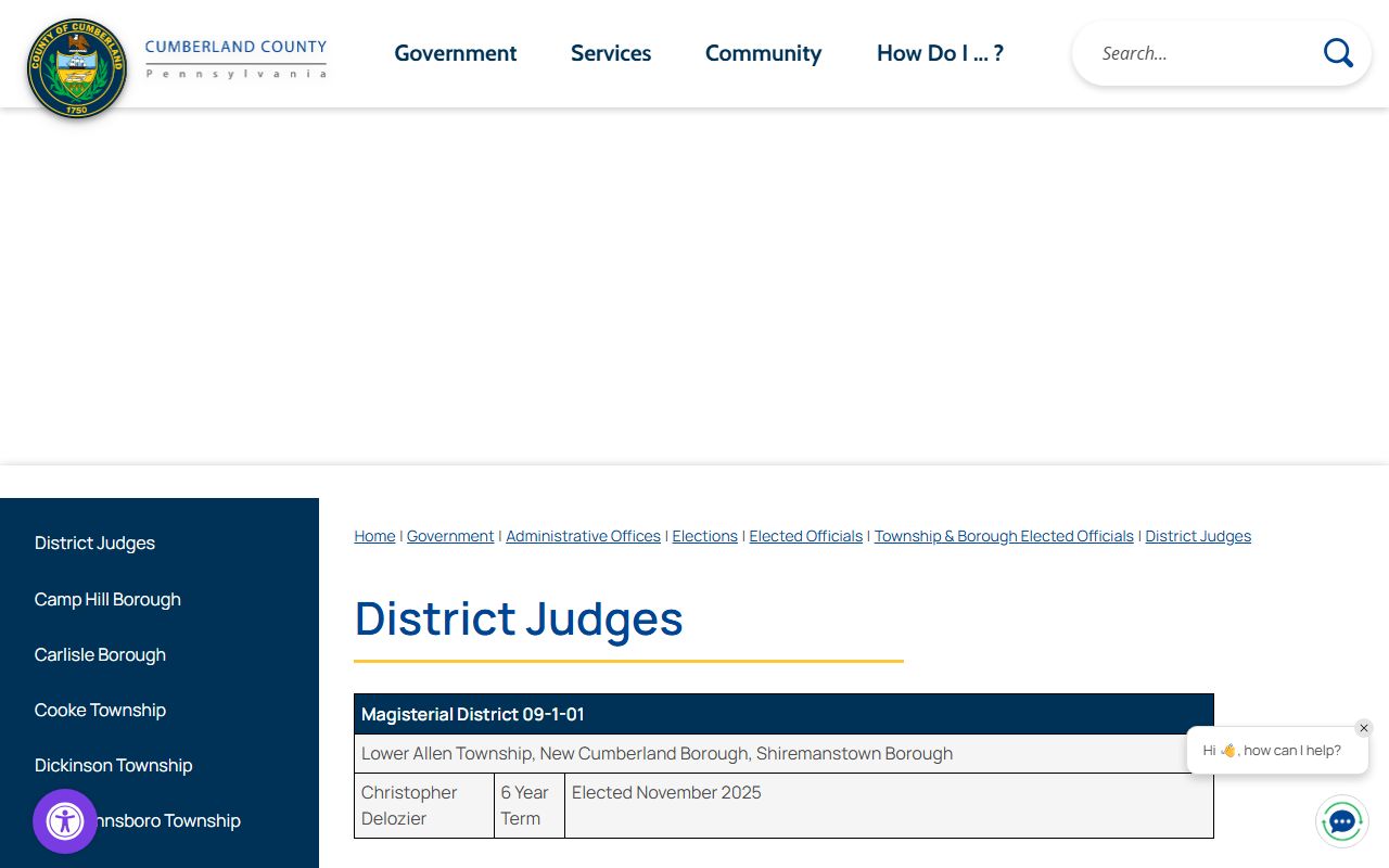 Cumberland County district judges page for the trial courts