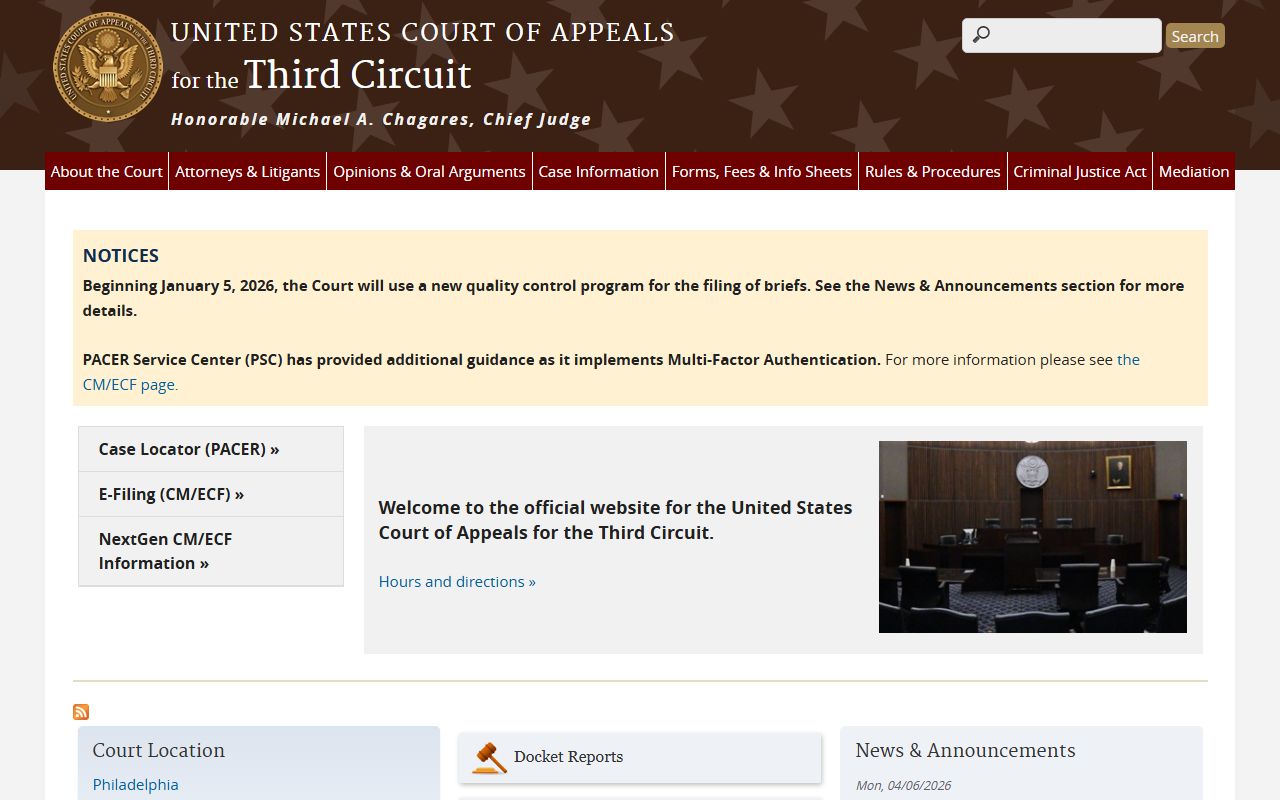 U.S. Court of Appeals Third Circuit for Cumberland County federal court records