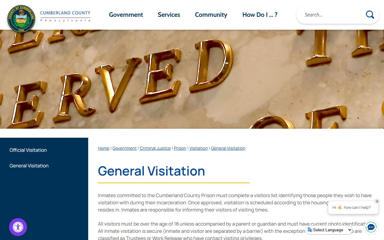 Cumberland County Prison general visitation tied to inmate population